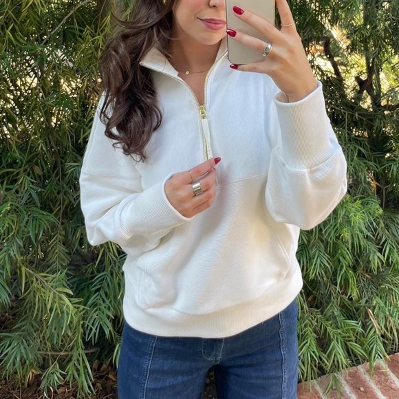 Varley White quarter zip ribbed sweatshirt size small - Picture 3 of 7